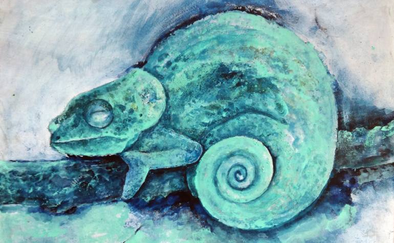 770x476 Saatchi Art Chameleon Painting By Alex Popa - Chameleon Painting