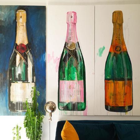 450x450 Champagne Bottle Paintings By Kurt Pio - Champagne Bottle Painting