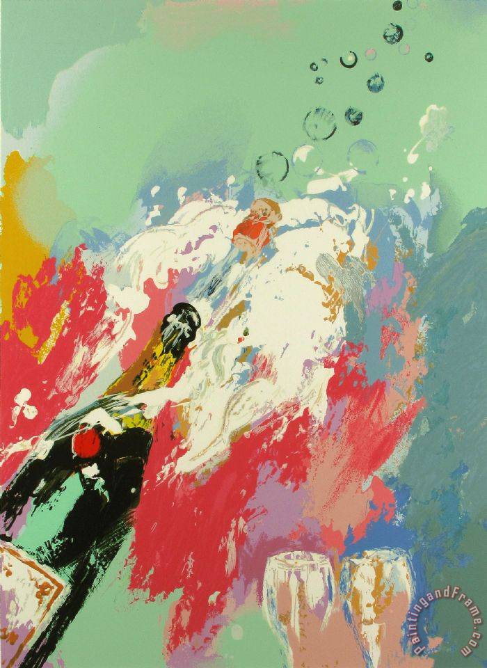 700x960 Leroy Neiman Champagne, New Years Eve Painting - Champagne Painting