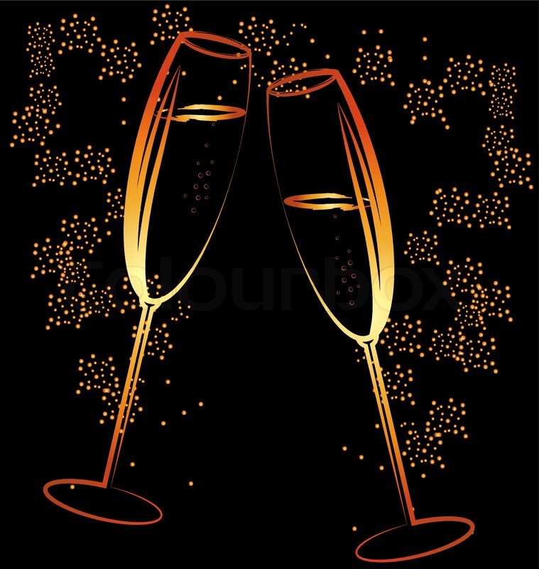 759x800 On A Dark Background Is An Abstract Painting Two Celebratory - Champagne Painting