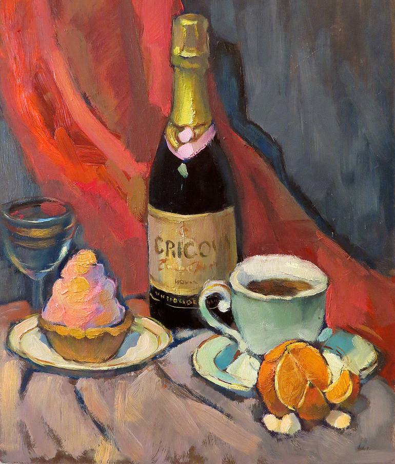 770x904 Saatchi Art Still Life With Champagne Painting By Ivan Onnellinen - Champagne Painting