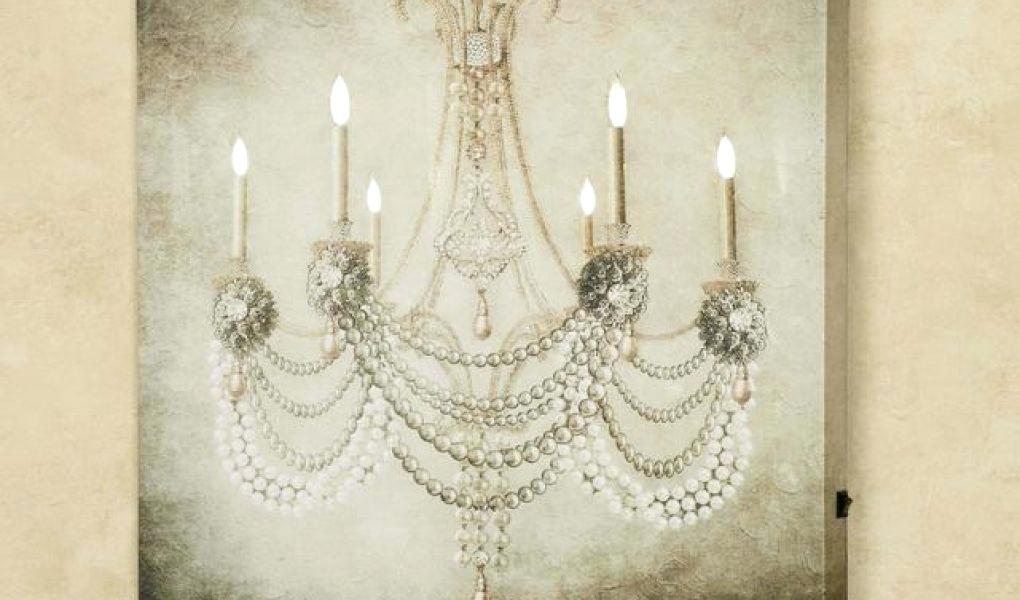 1020x600 Chandelier Canvas Painting Wall Arts Monsoon Floral Metallic Wall - Chandelier Canvas Painting