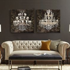 236x236 I Painted A Black And White Chandelier On A Large Canvas - Chandelier Canvas Painting
