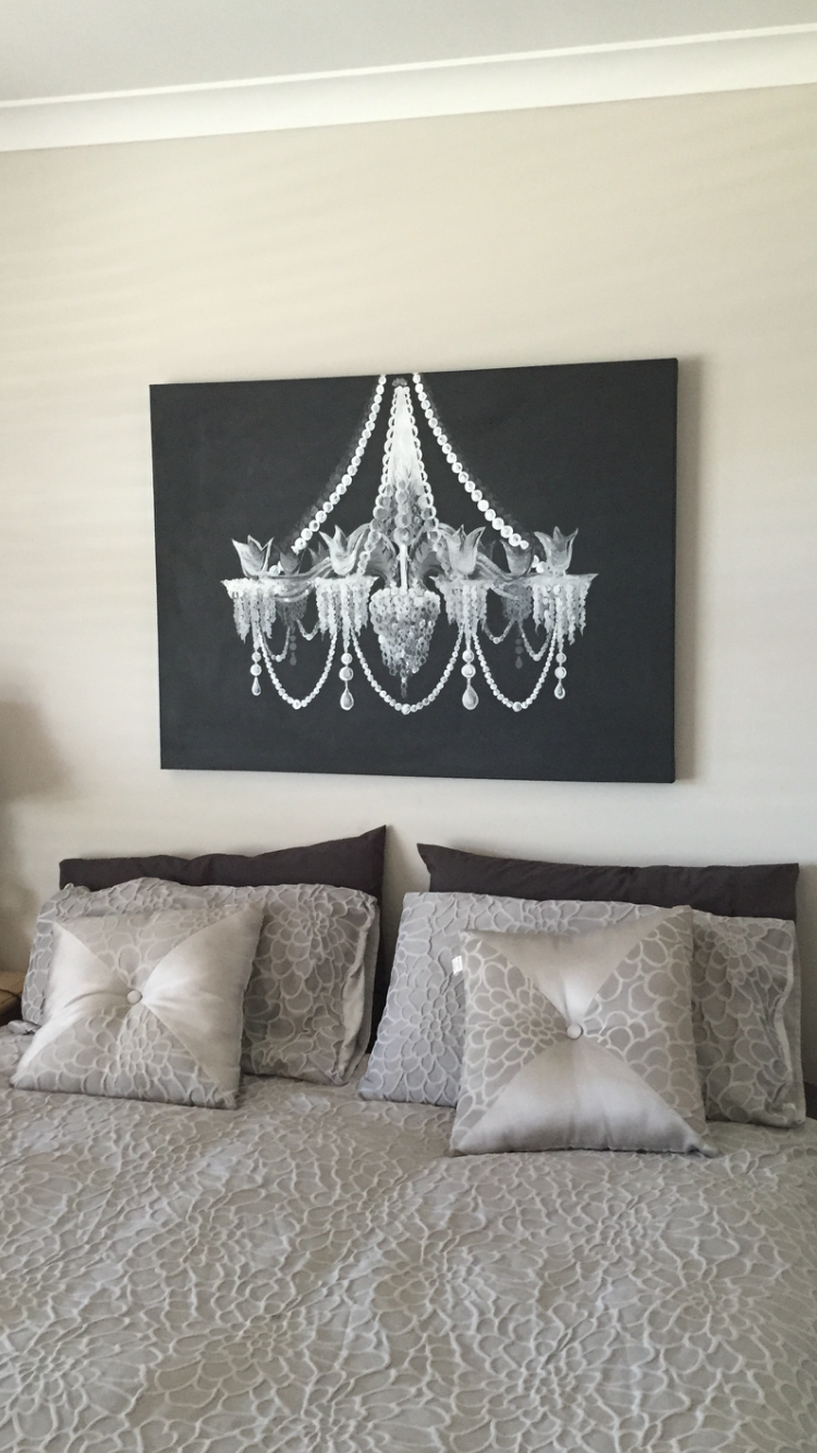 750x1334 I Painted A Black And White Chandelier On A Large Canvas - Chandelier Canvas Painting