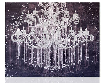 340x270 Canvas Chandelier Painting Etsy - Chandelier Canvas Painting