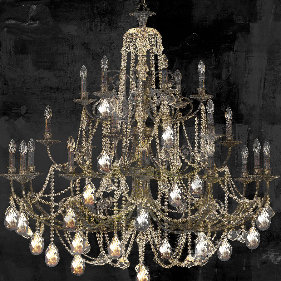900x900 Lit Chandelier Painting By Mindy Sommers - Chandelier Painting