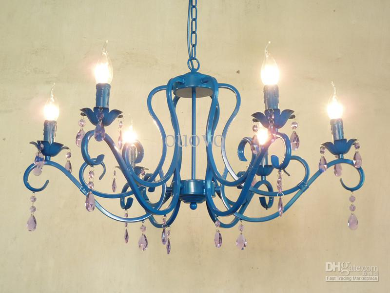 800x600 Luxury 31 Crystal Chandeliers Painted Blue Iron 6 Lights Modern - Chandelier Painting