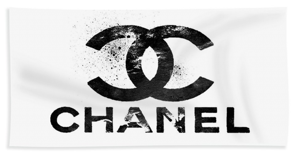 967x500 Chanel Logo Black Painting Hand Towel For Sale By Del Art - Chanel Logo Painting