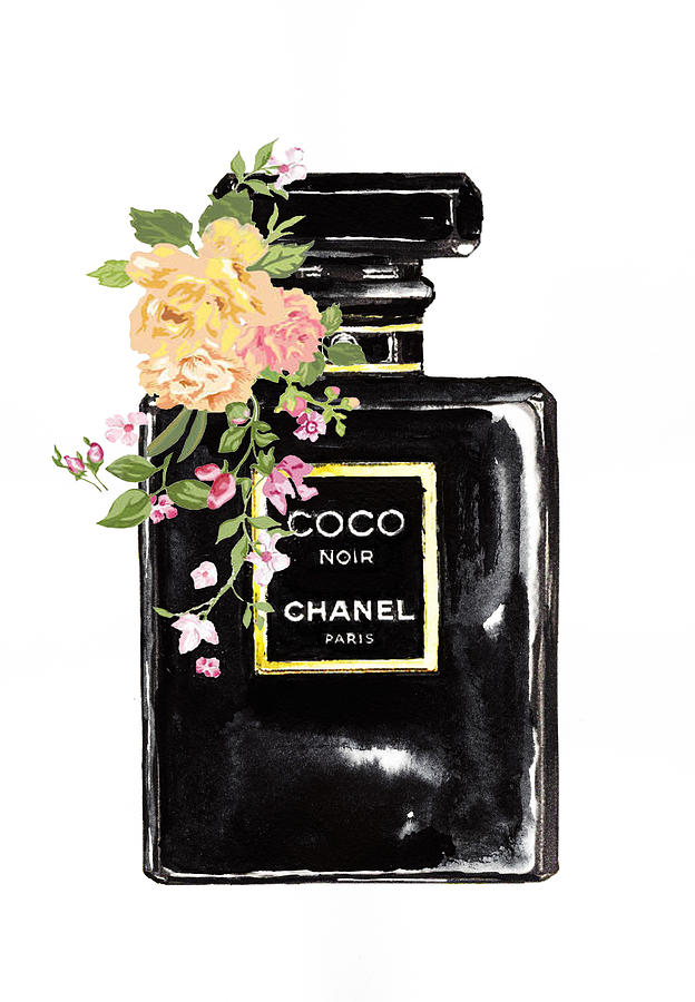 624x900 Chanel Perfume With Flower Painting By Del Art - Chanel Painting