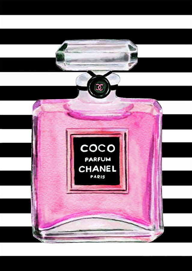 639x900 Chanel Pink Perfume 1 Painting By Del Art - Chanel Painting
