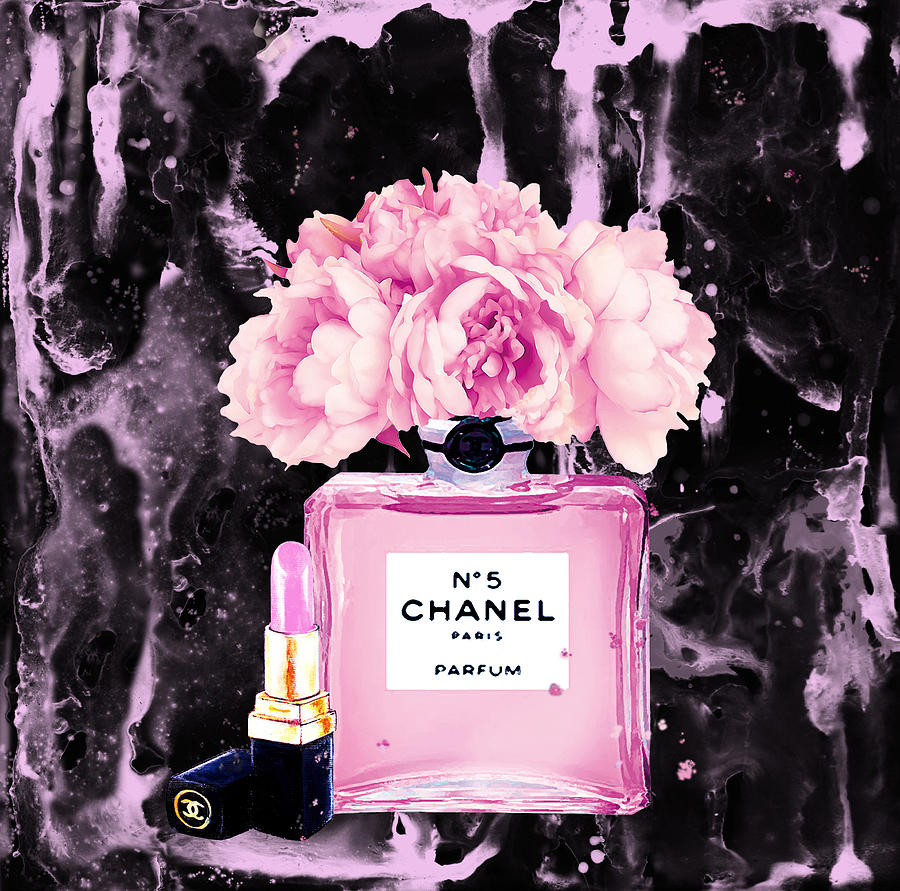 900x891 Chanel Print Chanel Poster Chanel Peony Flower Black Watercolor - Chanel Painting