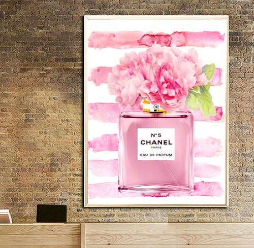 500x489 Chanel Art Print Chanel Nr.5 Perfume Peony Art Print Chanel Poster - Chanel Painting