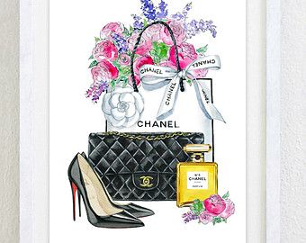 340x270 Not A Print! Original Watercolor Painting Fashion Illustration, J - Chanel Painting