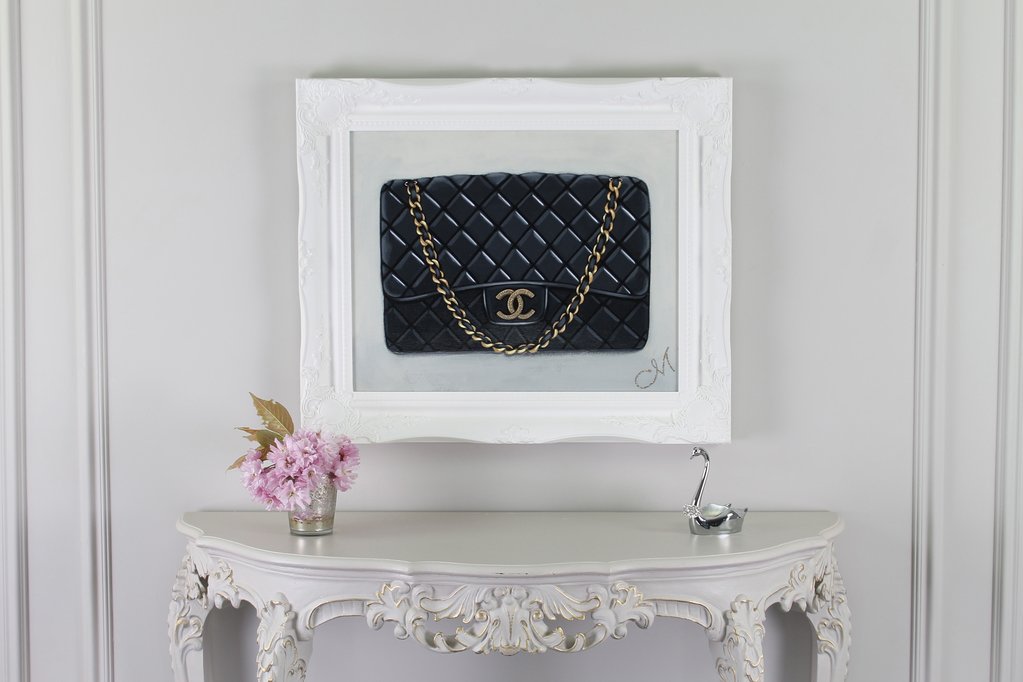 1023x682 Original Timeless Black Chanel Painting Baghunter - Chanel Painting