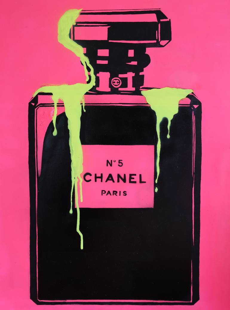 770x1039 Saatchi Art Pink Neon Chanel No5 Bottle Painting By Louis Nicolas - Chanel Perfume Bottle Painting