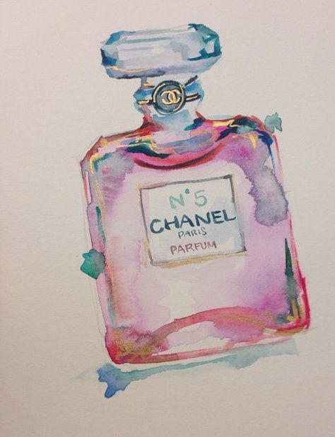 474x618 Chanel Perfume No.5 Watercolor Watercolor Chanel - Chanel Perfume Painting