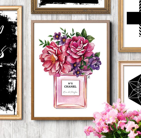 570x556 Chanel Perfume Flowers Painting Chanel Flowers Chanel - Chanel Perfume Painting