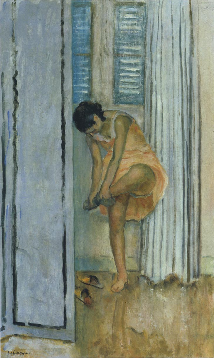 729x1216 Woman Changing Her Shoes Painting Henri Lebasque Oil Paintings - Changing Painting