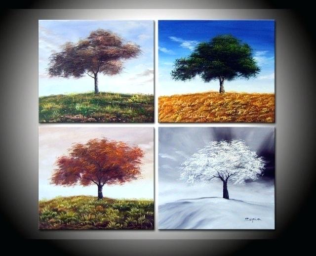 640x518 Four Seasons Paintings The Four Seasons Acrylic Paints 4 Canvases - Changing Seasons Painting