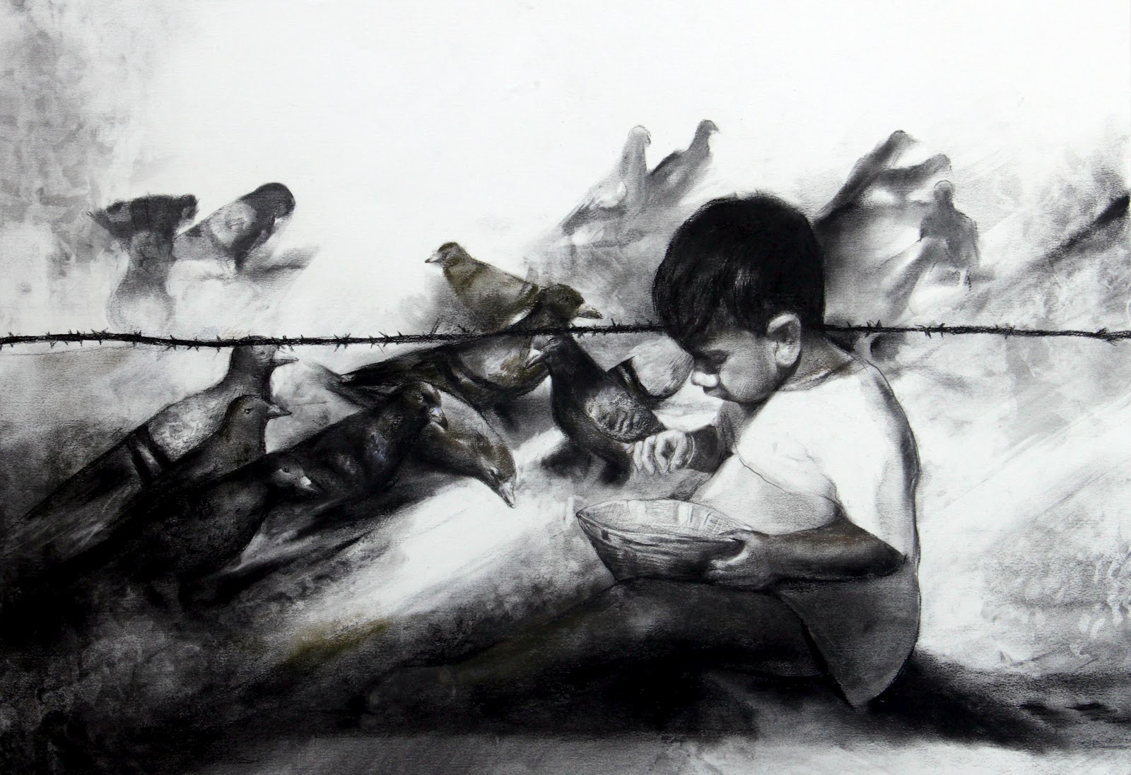 1600x1097 Solo Show - Charcoal Painting On Canvas