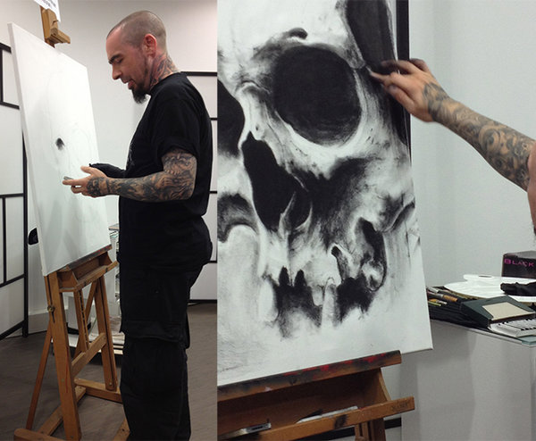 600x494 Painting With Charcoal Canvas By Labo O Kult - Charcoal Painting On Canvas