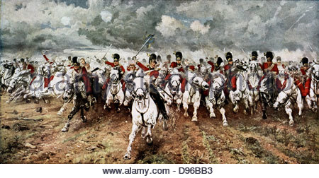 450x252 Scots Greys At Waterloo Stock Photo 5550128 - Charge Of The Scots Greys At Waterloo Painting