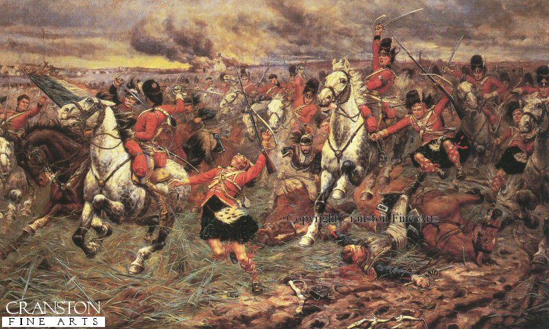 800x480 Gordons And Greys To The Front By Stanley Berkeley. The Charge - Charge Of The Scots Greys At Waterloo Painting