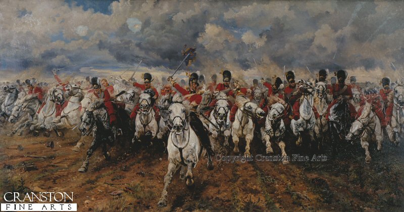 800x420 Military Prints, Lady Elizabeth Butler - Charge Of The Scots Greys Painting