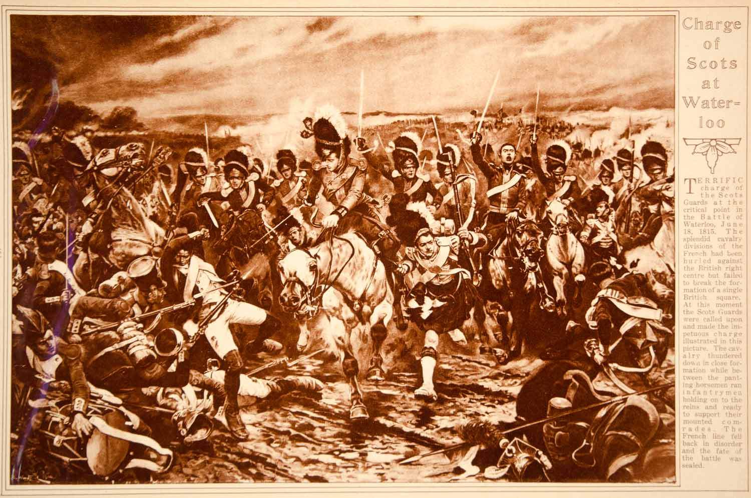 1500x995 1923 Rotogravure Royal Scots Greys Charge Battle Of Waterloo - Charge Of The Scots Greys Painting