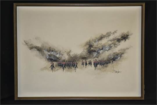 540x360 Brandon Cross, Charge Of The Scots Greys, Signed, Oil On Canvas - Charge Of The Scots Greys Painting