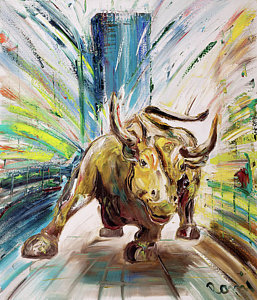 257x300 Charging Bull Paintings Fine Art America - Charging Bull Painting
