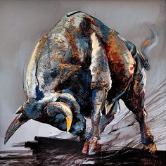 236x236 Nyse On Charging Bull - Charging Bull Painting