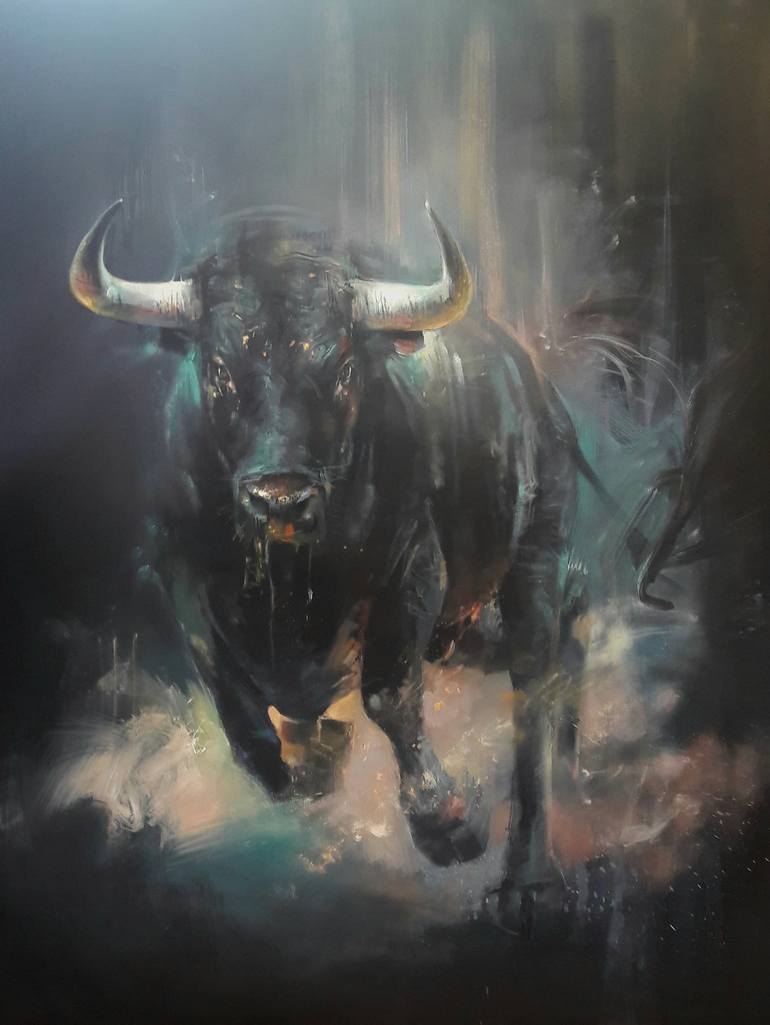 770x1025 Saatchi Art Charging Bull Painting By Gary Phillips - Charging Bul...
