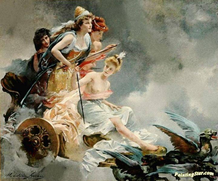 720x597 The Chariot Of Fairies Artwork By Madeleine Jeanne Lemaire Oil - Chariot Painting