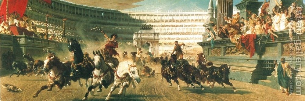 1000x331 The Chariot Race, C.1882 Alexander Von Wagner Reproduction 1st - Chariot Painting