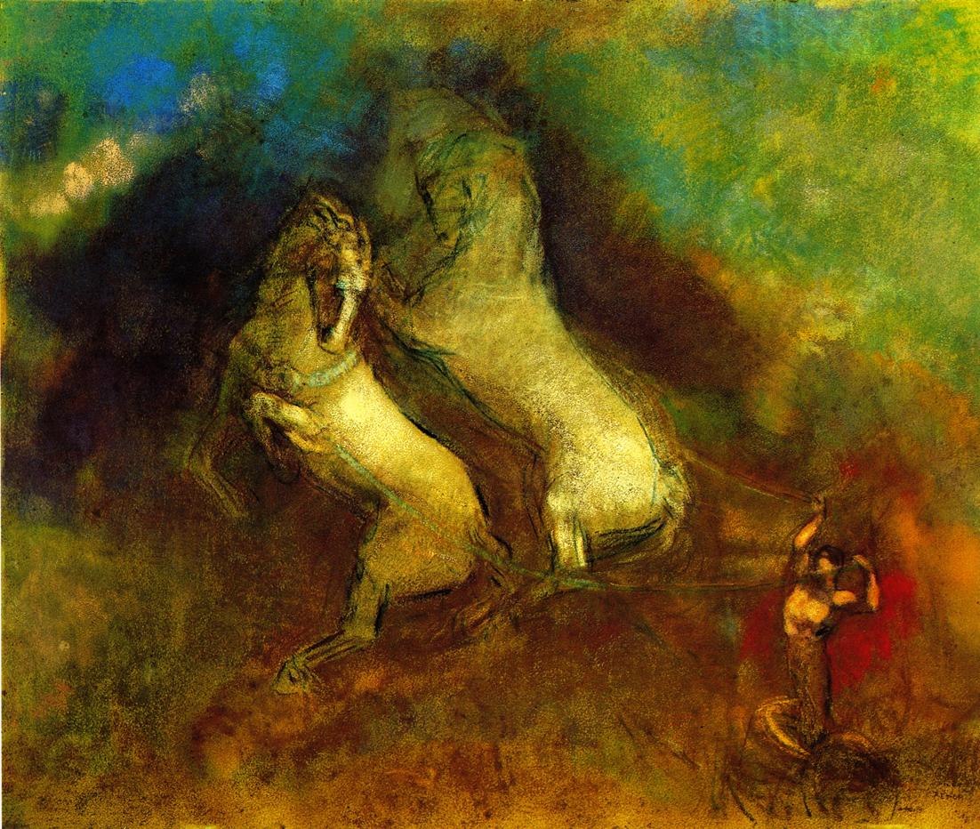 1102x932 The Chariot Of Apollo Painting Odilon Redon Oil Paintings - Chariot Painting