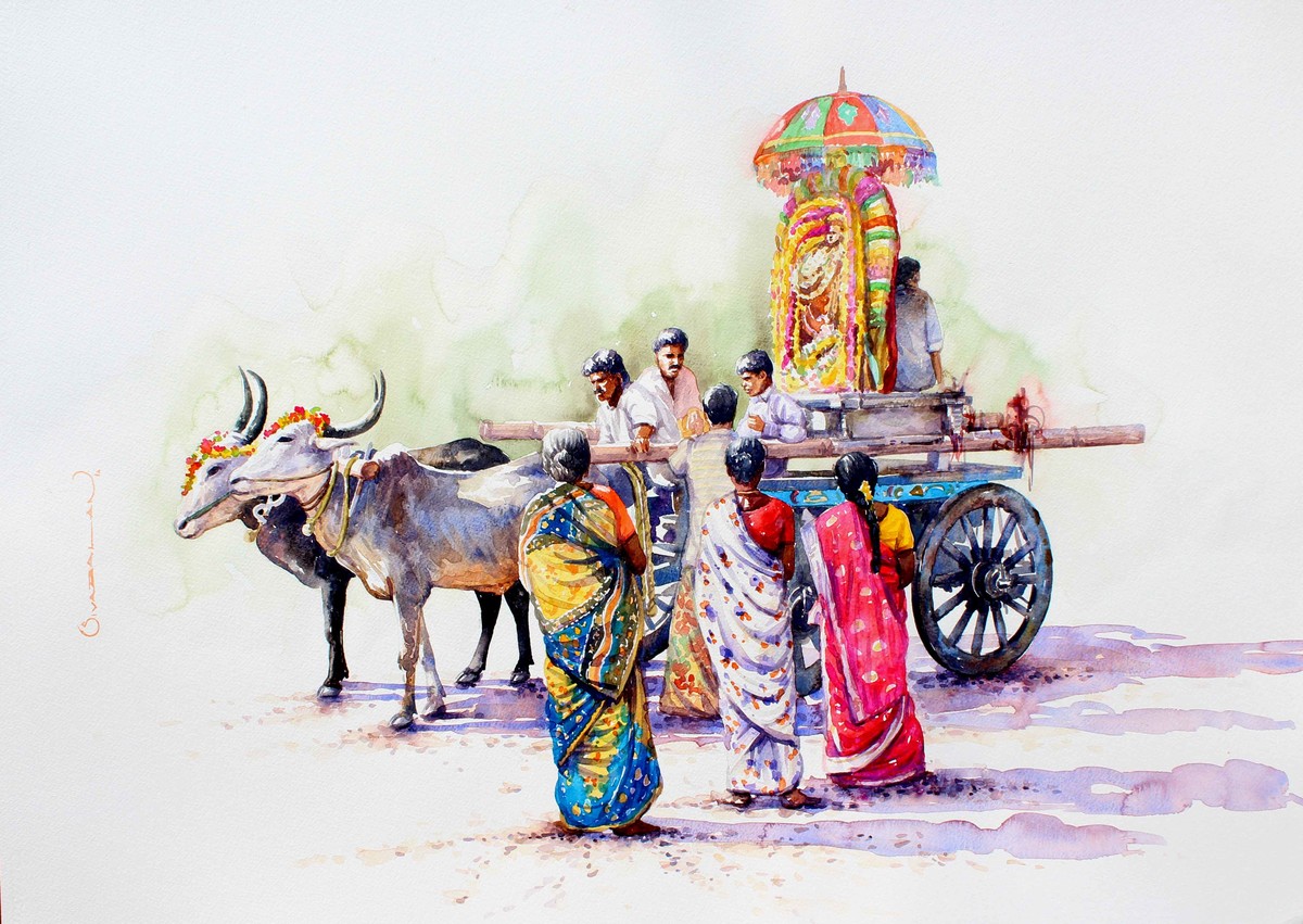 1200x851 Urchavam 3 By Artist Siva Balan Photorealism, Painting Mojarto - Chariot Painting