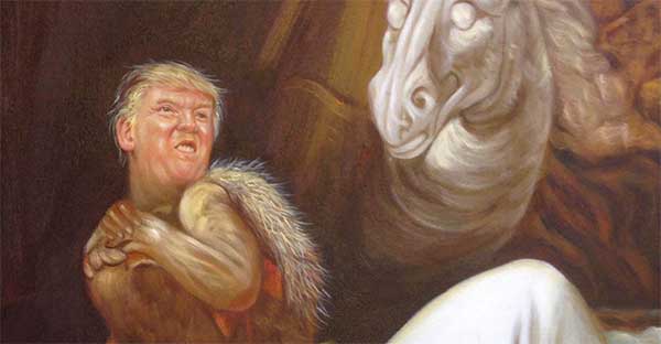 600x312 Donald Trump As Demon Painting To Raise Funds For Anti Sexual - Charity Painting