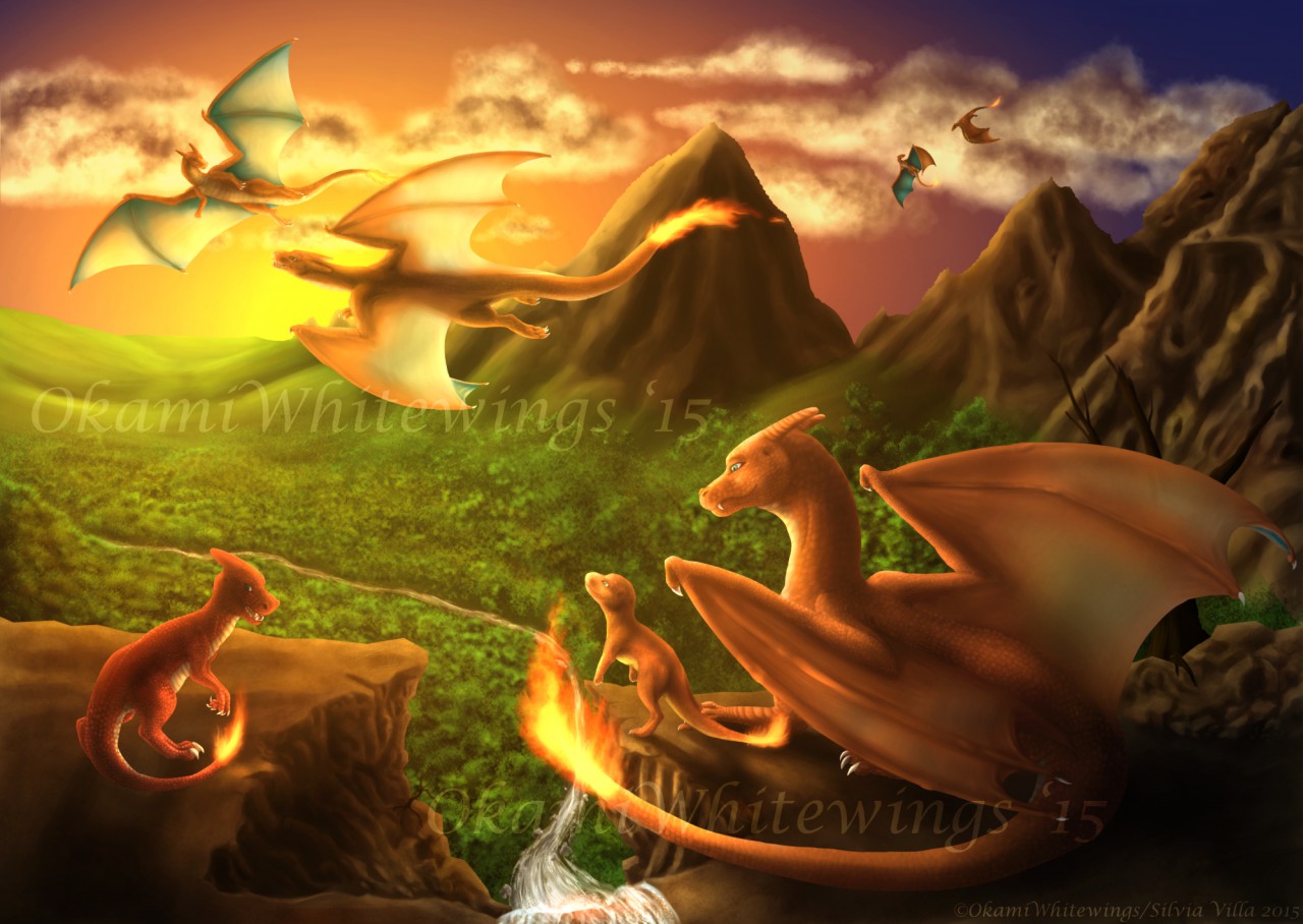 1280x908 Charizard Valley Weasyl - Charizard Painting