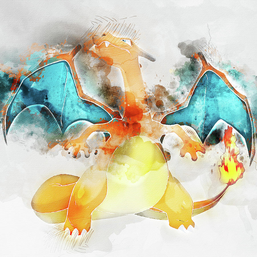 900x900 Pokemon Charizard Abstract Portrait - Charizard Painting