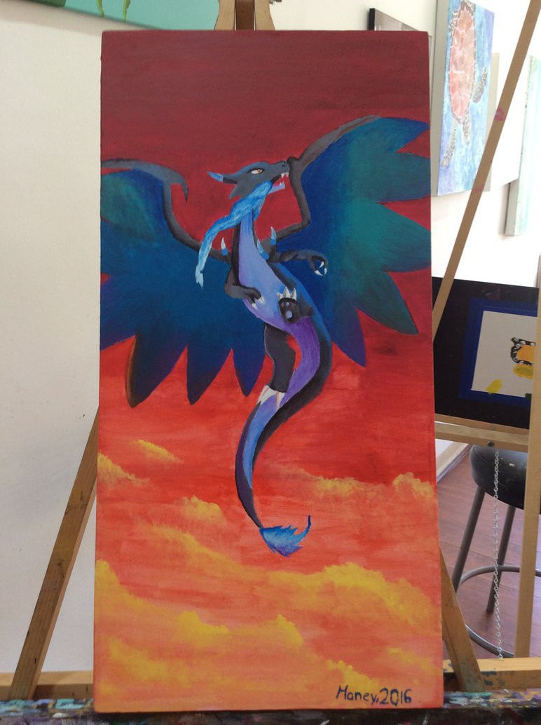 772x1034 The Flight Of The Dragon (M Charizard X Painting) By - Charizard Painting