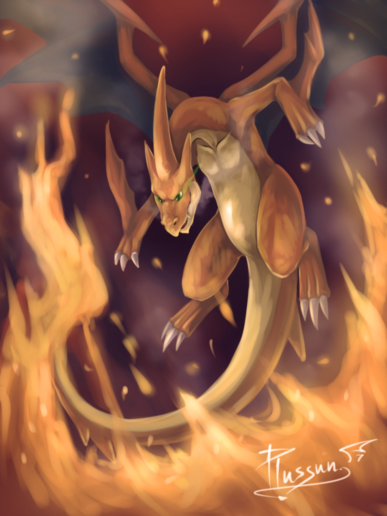 774x1032 Painting Work Mega Charizard By Piussun - Charizard Painting
