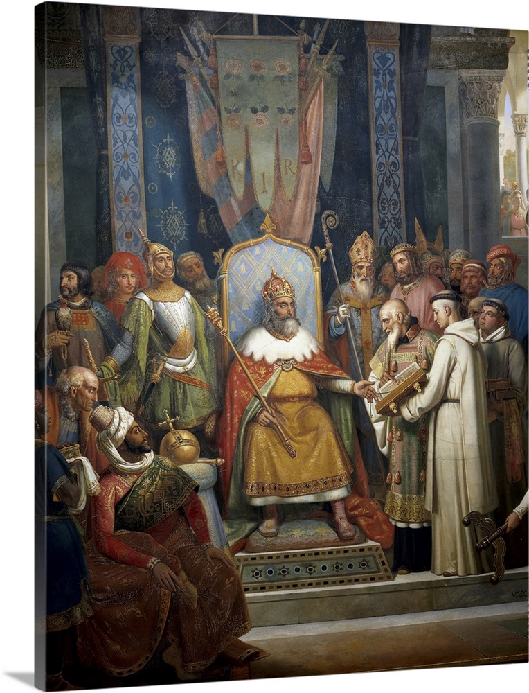764x1000 Charlemagne Receives Alcuin Of York, Ca. 1833 Wall Art, Canvas - Charlemagne Painting