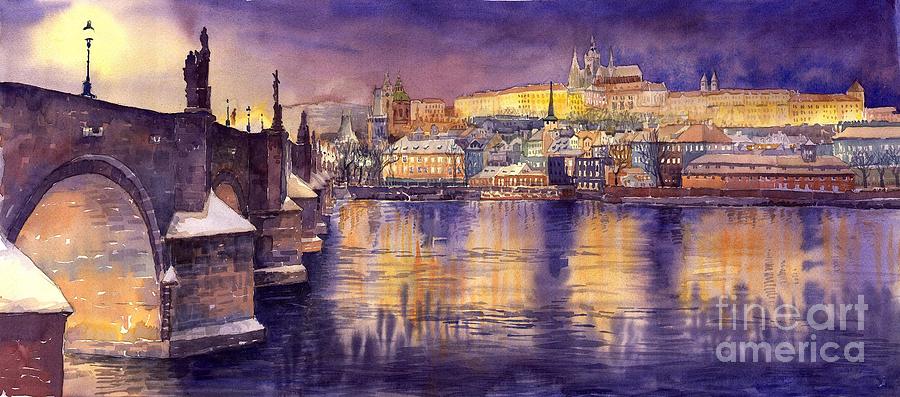 900x397 Charles Bridge And Prague Castle With The Vltava River Painting By - Charles Bridge Painting