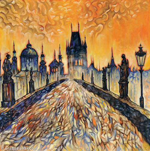 500x501 Charles Bridge Prague Painting - Charles Bridge Painting