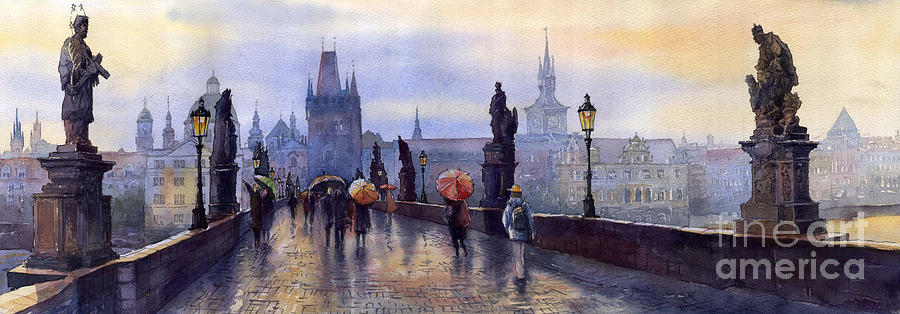 900x314 Prague Charles Bridge Painting By Yuriy Shevchuk - Charles Bridge Painting