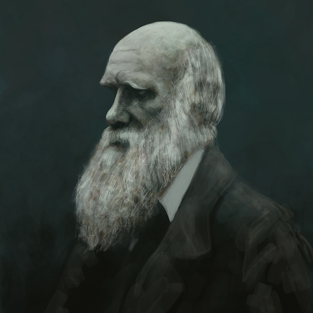 1024x1024 Picture Charles Darwin Beard Celebrities Painting Art - Charles Darwin Painting