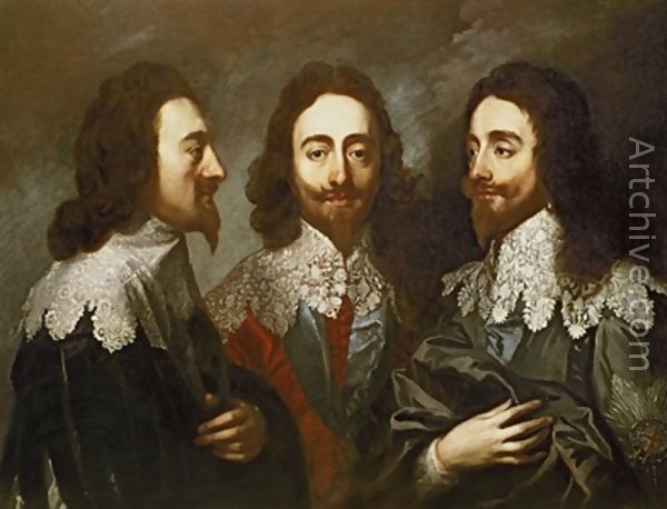 600x458 Charles I In Three Positions Reproduction By Carlo Maratta - Charles I In Three Positions Painting