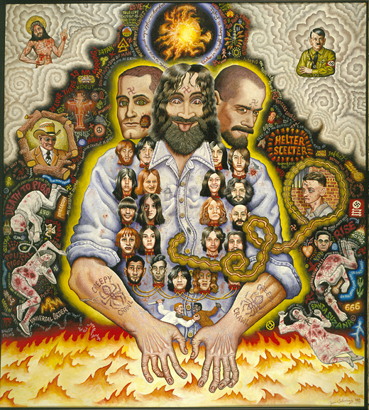 520x578 Portrait Of Charles Manson Joe Coleman - Charles Manson Painting