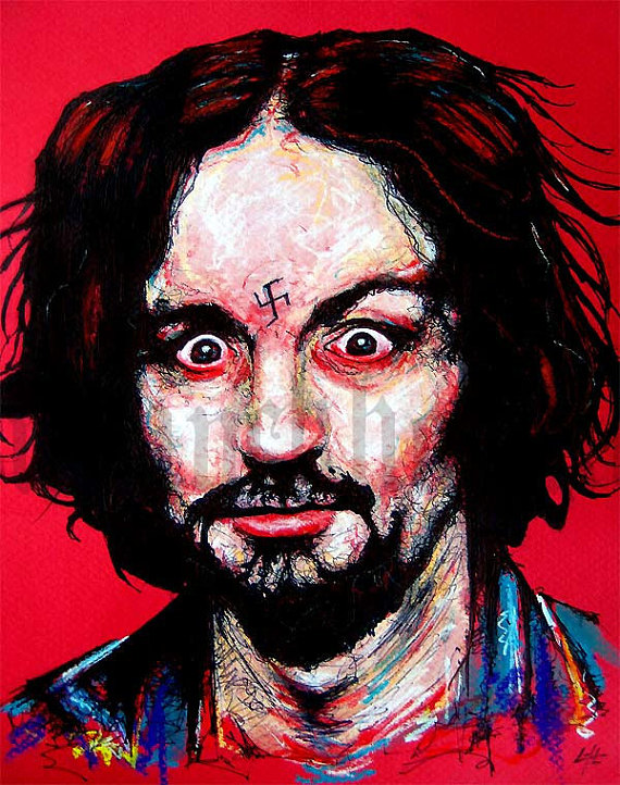570x722 Print 8x10 Charles Manson Helter Skelter Cult True - Charles Manson Painting